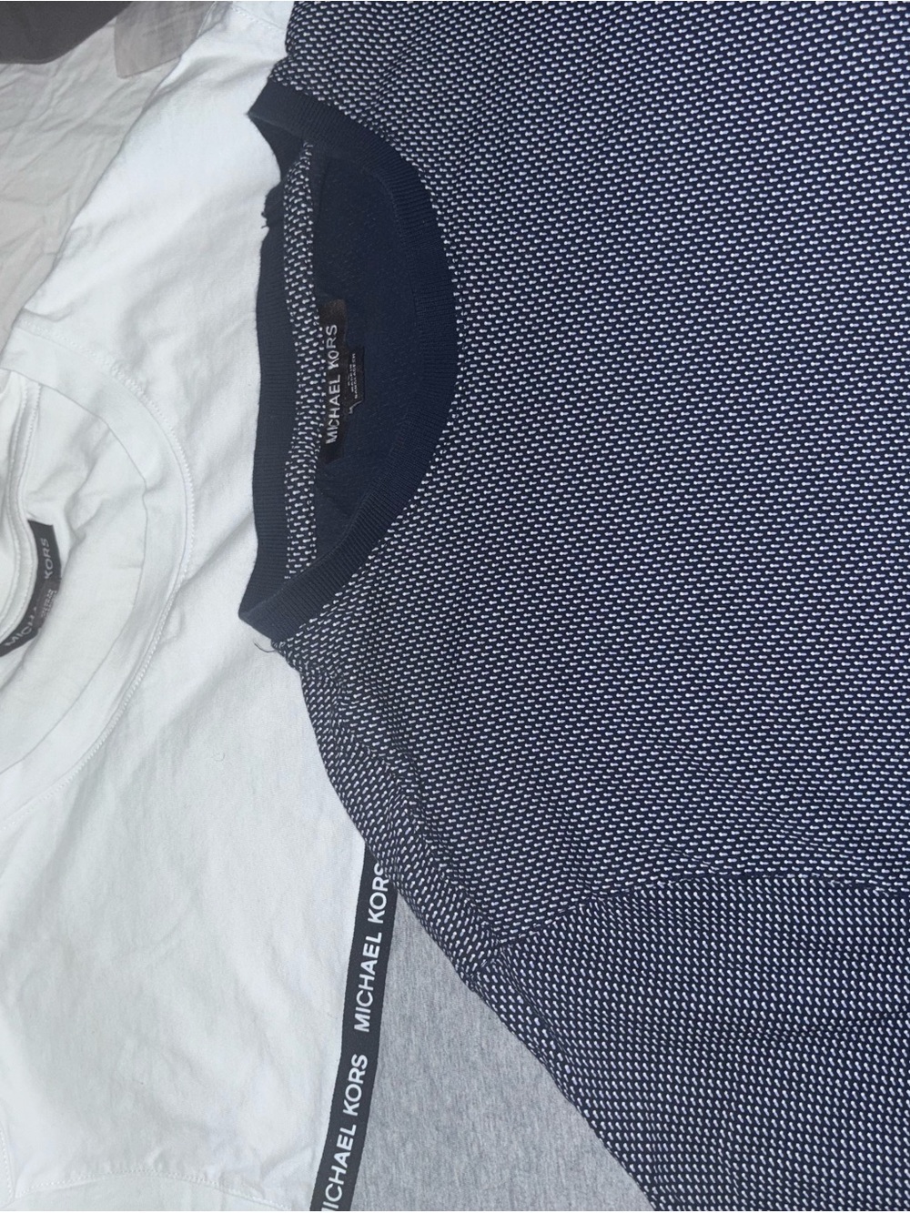 Bundle! Michael Kors Navy & White Textured Short Sleeve Crew